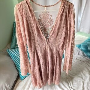 Free People Lace pink dress